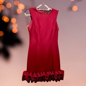 Maia dress- Burgundy ruffle bottom dress. Sleeveless. Zipper in back